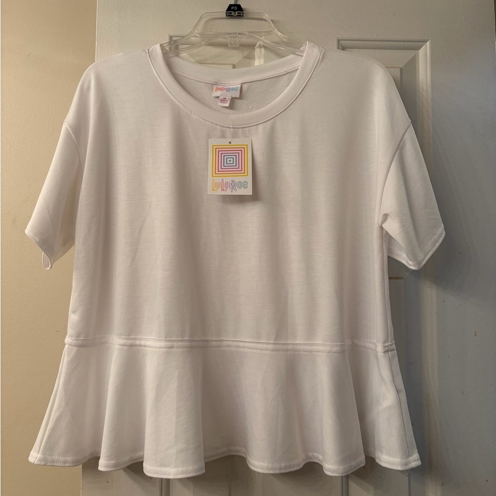 LuLaRoe white peplum top